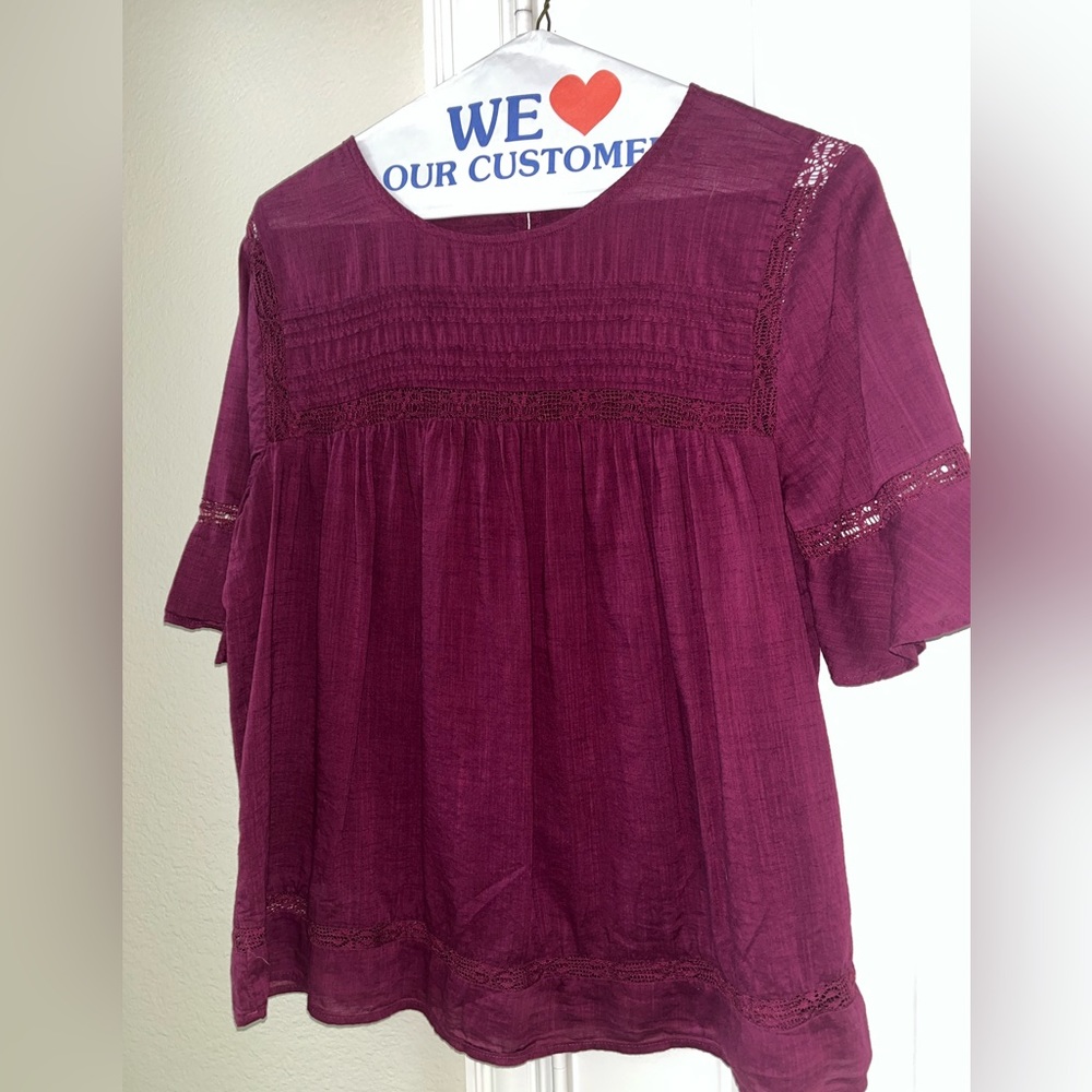 Burgundy Old Navy blouse worn once from smoke free home. Pro Dry Cleaned Only